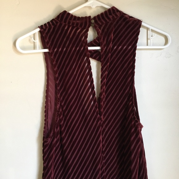 maroon velvet burnout 60s striped tank keyhole tunic - Picture 4 of 6